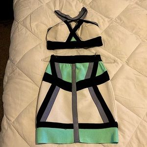 Two piece body con skirt & top